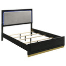  Size_King -- Caraway 224781KE Wood Eastern King LED Panel Bed - Black IMAGE 1