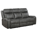  Coaster Furniture Raelynn 603191 Upholstered Track Arm Motion Sofa - Grey IMAGE 1