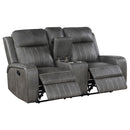  Coaster Furniture Raelynn 603192 Upholstered Track Arm Motion Loveseat - Grey IMAGE 3
