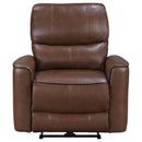  Coaster Furniture Greenfield 610266P Upholstered Power Recliner Chair - Saddle Brown IMAGE 3