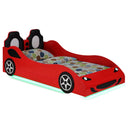 Coaster Cruiser Wood Twin LED Race Car Bed 7 inch Mattress Red