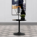  Coaster Furniture Ganso 709687 Round Metal End Table With Tempered Glass Top - Black IMAGE 2