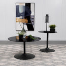  Coaster Furniture Ganso 709688 Round Metal Coffee Table With Tempered Glass Top - Black IMAGE 3