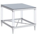  Coaster Furniture Lindley 709727 Square Tempered Mirror Acrylic Side End Table - Chrome IMAGE 1