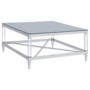  Coaster Furniture Lindley 709728 Square Tempered Mirror Acrylic Coffee Table - Chrome IMAGE 1