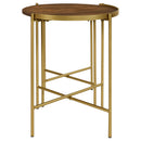 Coaster Furniture Malka 936168 2-piece Round Wood Nesting Table - Dark Brown and Gold IMAGE 6
