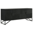  Coaster Furniture Riddell 959631 4-door Wood Reeding Accent Cabinet - Matte Black IMAGE 1