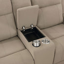  Coaster Furniture Brentwood 610282 Upholstered Motion Reclining Loveseat - Taupe IMAGE 12