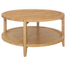  Coaster Furniture Camillo 709698 Round Solid Wood Coffee Table - Maple Brown IMAGE 1