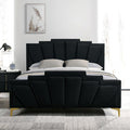  Color_Black/gold Size_Queen -- Furniture of America Florizel Upholstered Bed IMAGE 1