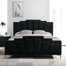  Color_Black/gold Size_Queen -- Furniture of America Florizel Upholstered Bed IMAGE 1