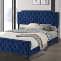 Color_Navy Size_California King -- Furniture of America Charlize King Upholstered Platform Bed IMAGE 1