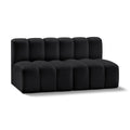 Meridian Arc Black Vegan Leather 2 pc Modular Sectional IMAGE 1
