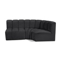 Meridian Arc Black Vegan Leather 3 pc Modular Sectional IMAGE 1