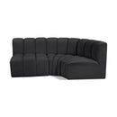Meridian Arc Black Vegan Leather 3 pc Modular Sectional IMAGE 1