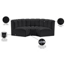 Meridian Arc Black Vegan Leather 3 pc Modular Sectional IMAGE 11