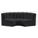 Meridian Arc Black Vegan Leather 3 pc Modular Sectional IMAGE 12