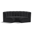 Meridian Arc Black Vegan Leather 3 pc Modular Sectional IMAGE 1