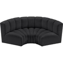 Meridian Arc Black Vegan Leather 3 pc Modular Sectional IMAGE 3