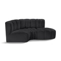 Meridian Arc Black Vegan Leather 3 pc Modular Sectional IMAGE 1