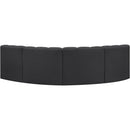 Meridian Arc Black Vegan Leather 4 pc Modular Sectional IMAGE 6
