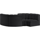 Meridian Arc Black Vegan Leather 4 pc Modular Sectional IMAGE 3