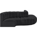 Meridian Arc Black Vegan Leather 5 pc Modular Sectional IMAGE 5