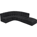 Meridian Arc Black Vegan Leather 5 pc Modular Sectional IMAGE 5