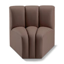  Manufacturer Color_Brown -- Arc Brown Vegan Leather Upholstered Modular Curved Corner Chair IMAGE 1