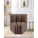  Manufacturer Color_Brown -- Arc Brown Vegan Leather Upholstered Modular Curved Corner Chair IMAGE 2
