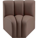 Manufacturer Color_Brown -- Arc Brown Vegan Leather Upholstered Modular Curved Corner Chair IMAGE 3