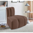  Manufacturer Color_Brown -- Arc Brown Vegan Leather Upholstered Modular Reverse Corner Chair IMAGE 2