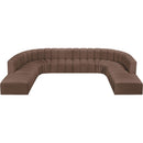 Meridian Arc Brown Vegan Leather 10 pc Modular Sectional IMAGE 3