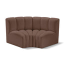 Meridian Arc Brown Vegan Leather 2 pc Modular Sectional IMAGE 1