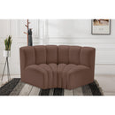 Meridian Arc Brown Vegan Leather 2 pc Modular Sectional IMAGE 2