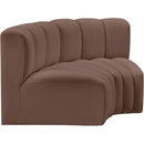  Manufacturer Color_Brown -- Arc 60" Brown Vegan Leather Upholstered 2 pc Modular Sectional IMAGE 4