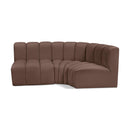  Manufacturer Color_Brown -- Arc 84" Brown Vegan Leather Upholstered 3 pc Modular Sectional IMAGE 1