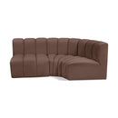 Meridian Arc Brown Vegan Leather 3 pc Modular Sectional IMAGE 1