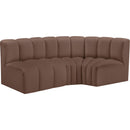  Manufacturer Color_Brown -- Arc 84" Brown Vegan Leather Upholstered 3 pc Modular Sectional IMAGE 4