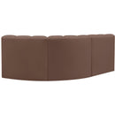 Meridian Arc Brown Vegan Leather 3 pc Modular Sectional IMAGE 6