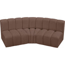  Manufacturer Color_Brown -- Arc 86" Brown Vegan Leather Upholstered 3 pc Modular Sectional IMAGE 3