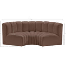  Manufacturer Color_Brown -- Arc 80" Brown Vegan Leather Upholstered 3 pc Modular Sectional IMAGE 11