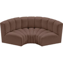 Meridian Arc Brown Vegan Leather 3 pc Modular Sectional IMAGE 3