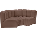  Manufacturer Color_Brown -- Arc 80" Brown Vegan Leather Upholstered 3 pc Modular Sectional IMAGE 4