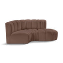 Meridian Arc Brown Vegan Leather 3 pc Modular Sectional IMAGE 1