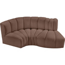  Manufacturer Color_Brown -- Arc 70" Brown Vegan Leather Upholstered 3 pc Modular Sectional IMAGE 3