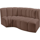  Manufacturer Color_Brown -- Arc 70" Brown Vegan Leather Upholstered 3 pc Modular Sectional IMAGE 4