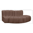  Manufacturer Color_Brown -- Arc 77" Brown Vegan Leather Upholstered 3 pc Modular Sectional IMAGE 10