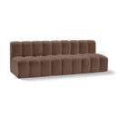 Meridian Arc Brown Vegan Leather 3 pc Modular Sectional IMAGE 1