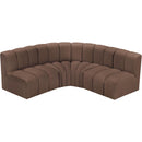 Meridian Arc Brown Vegan Leather 4 pc Modular Sectional IMAGE 3